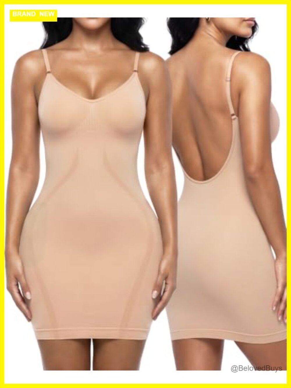 Backless Shapewear Slip Dress Body Shaper Full Slip Seamless Nylon Spandex